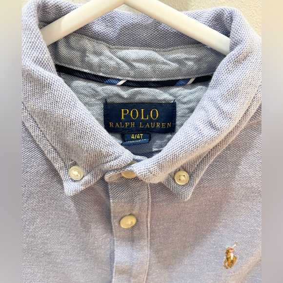Polo by Ralph Lauren Knit Oxford Short-Sleeve Casual Shirt Boys Blue Size 4T - Picture 6 of 8